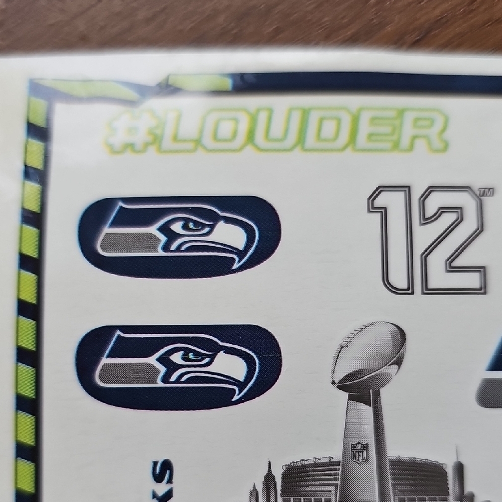 NFL Seattle Seahawks Superbowl Champs 10 Waterless Tatoos X5 Cards - Picture 7 of 10